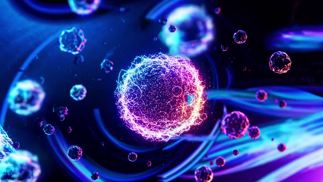 Exploring the intricate world of cells and microorganisms in a vibrant digital landscape showcasing colorful structures and interactions