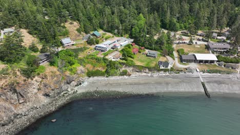 aerial view of the houses located at rosario beach in washington state