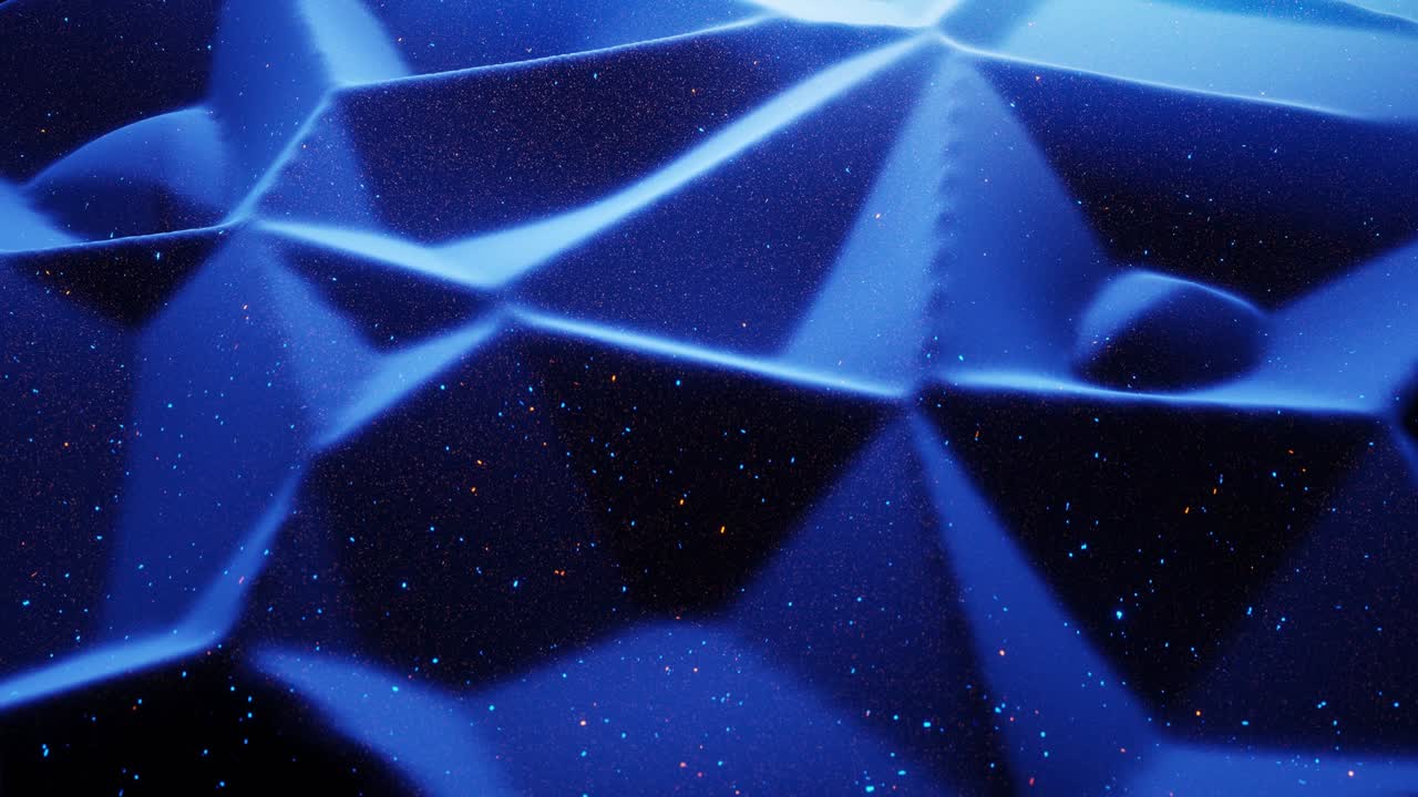 fantastical festive blue bg. Stylish abstract looped background, waves move on matt surface like landscape made of liquid blue wax with sparkles. Beautiful soft background with smooth animation 4k