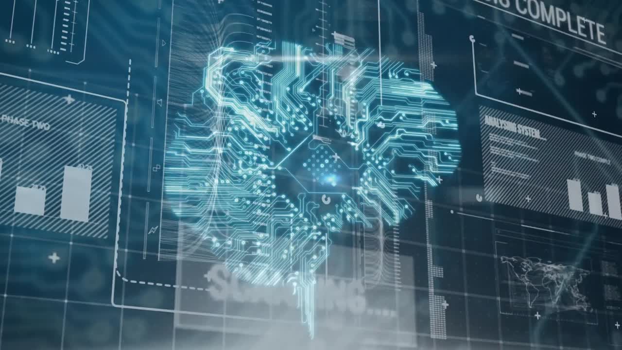 Glowing brain and computer circuit board