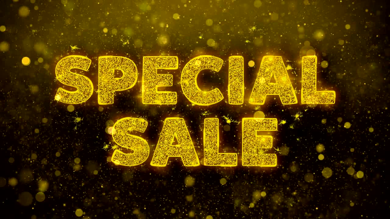 골든 글리터 반이는 입자 애니메이션에 대한 특별 판매 텍스트