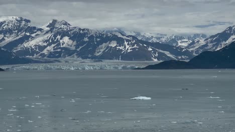 hubbard glacier and ice floating in disenchantment bay, alaska as seen from a cruise ship