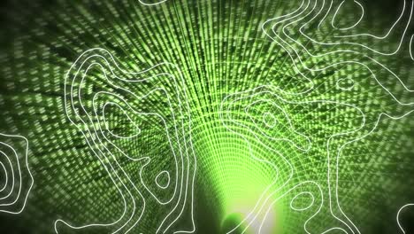 animación de isohypses sobre un túnel hecho de luces verdes