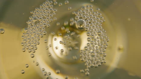 extreme close-up inside a glass of louis roederer champagne, beautiful highlights and bubbles rising into the lens, laowa 24mm macro tube lens