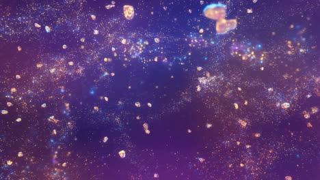 abstract purple and gold glittering cosmic background