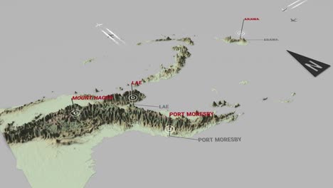 mapa del terreno en 3d de papúa nueva guinea