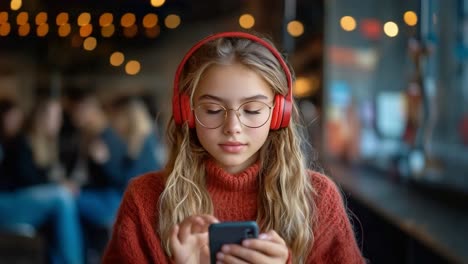 chica escuchando música con auriculares