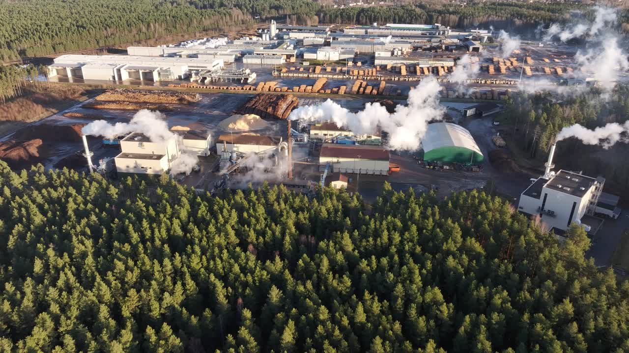 Pine and spruce logs are lengthened, sorted, and dried. Pellets are made from production residues of the wood industry (sawdust, wood chips) and low-quality roundwood