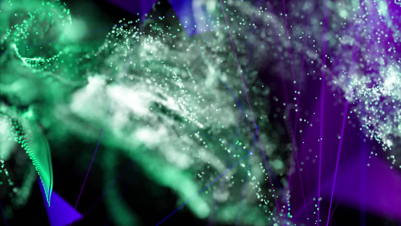 검은 바탕 위에서 움직이는 반 ⁇ 이는 불빛과 파도의 애니메이션