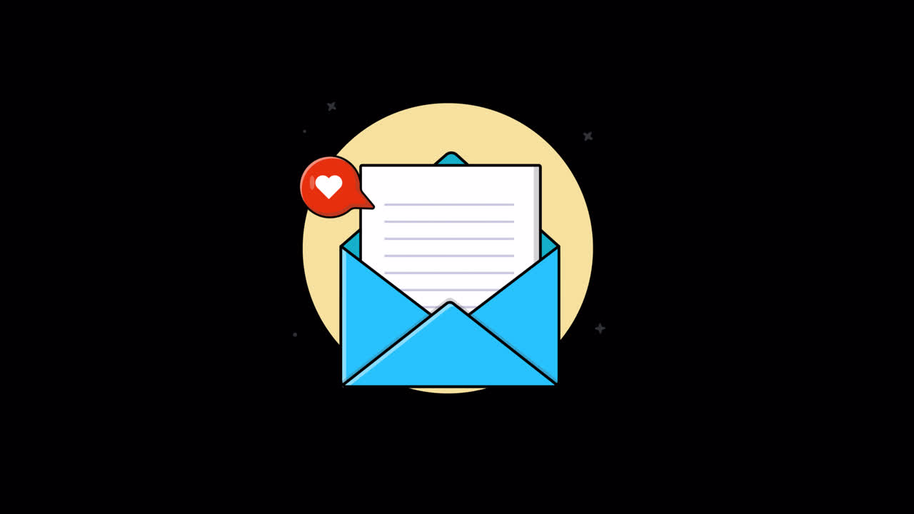 Animeret e-mailnotifikation med hjerteformet ikon
