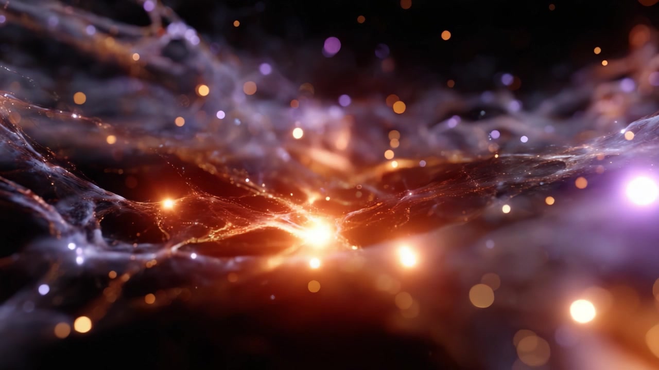 Dinamici motivi cosmici di luce ed energia si intrecciano in una splendida esposizione di design cosmico, creando una magnifica esperienza visiva interstellare.