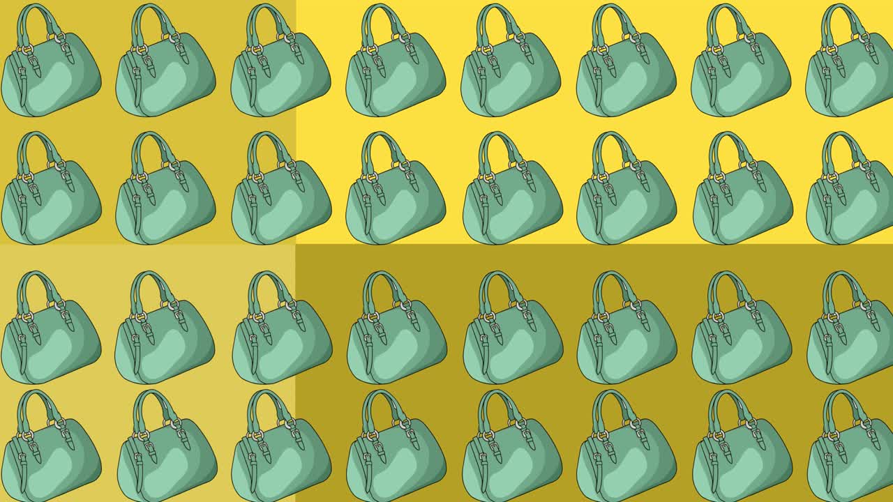 노란색과 보라색 바탕에 반복되고 움직이는 파란색  ⁇ 드백의 애니메이션