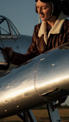 vintage airplane and pilot