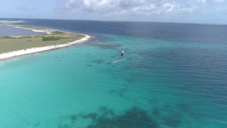 los roques venezuela -caribbean-sea-fantastic-landscape  kitesuf in  clear crystal water, from drone