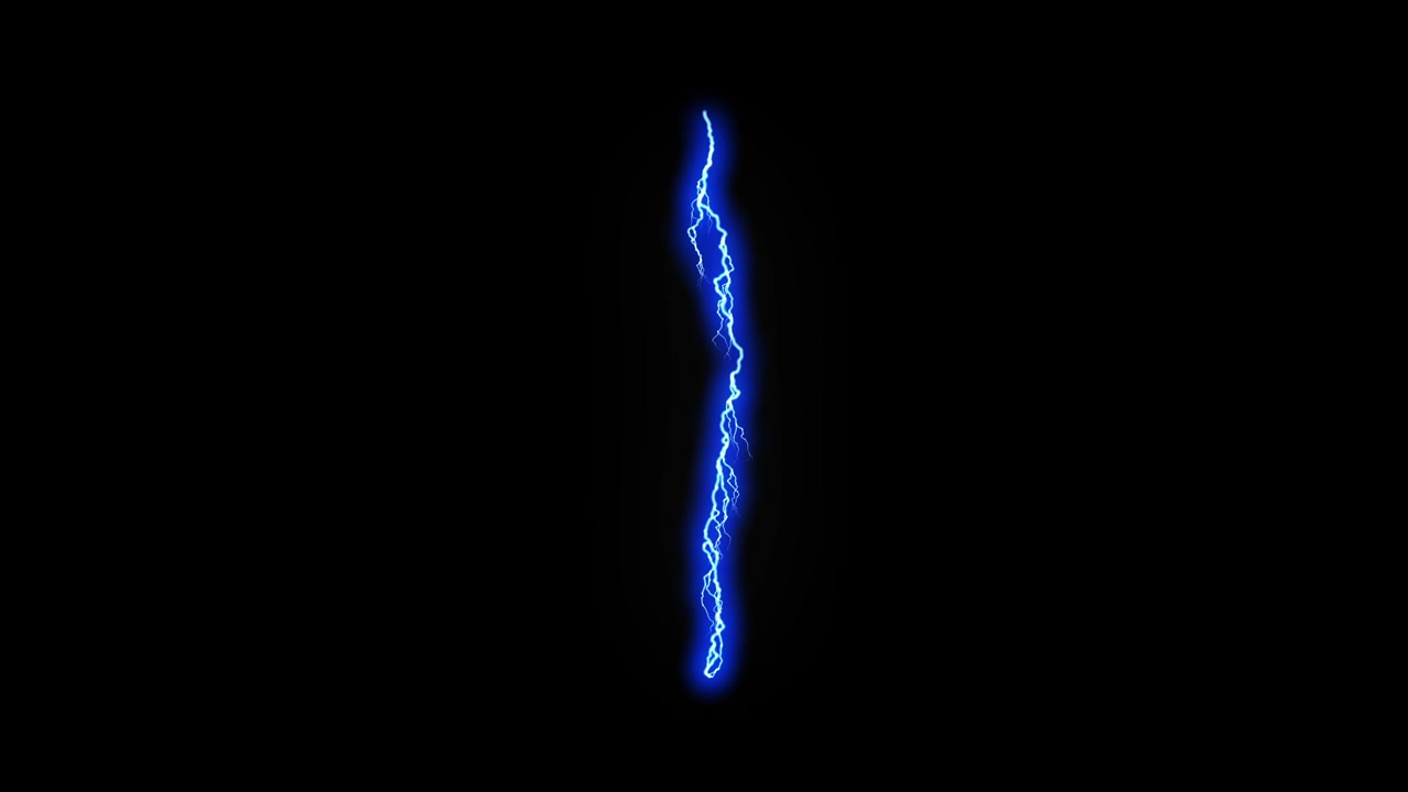 Fulmine blu verticale su sfondo nero