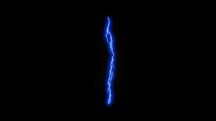 Fulmine blu verticale su sfondo nero
