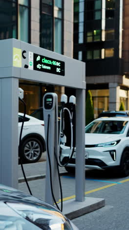 electric vehicle charging station in an urban environment