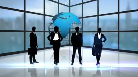 black silhouettes of business people