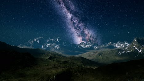 milky way over the mountain peaks