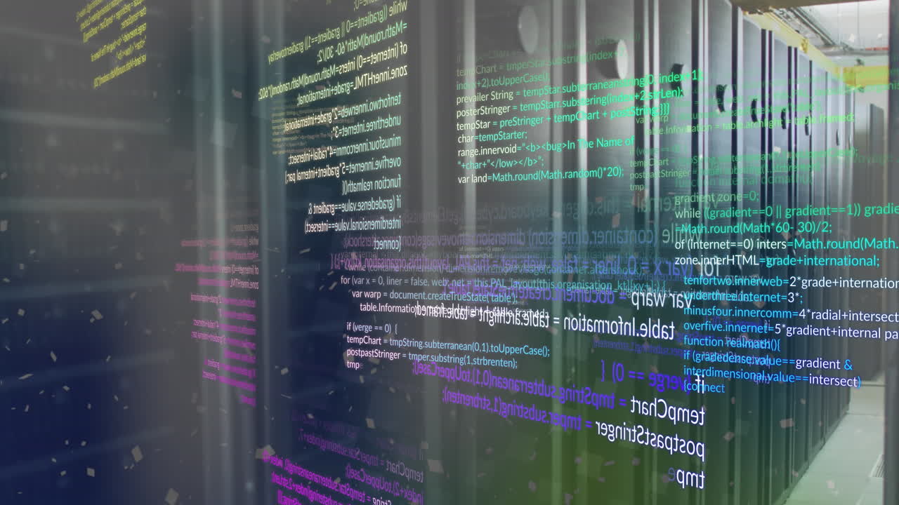 animación del procesamiento de datos a través de servidores informáticos