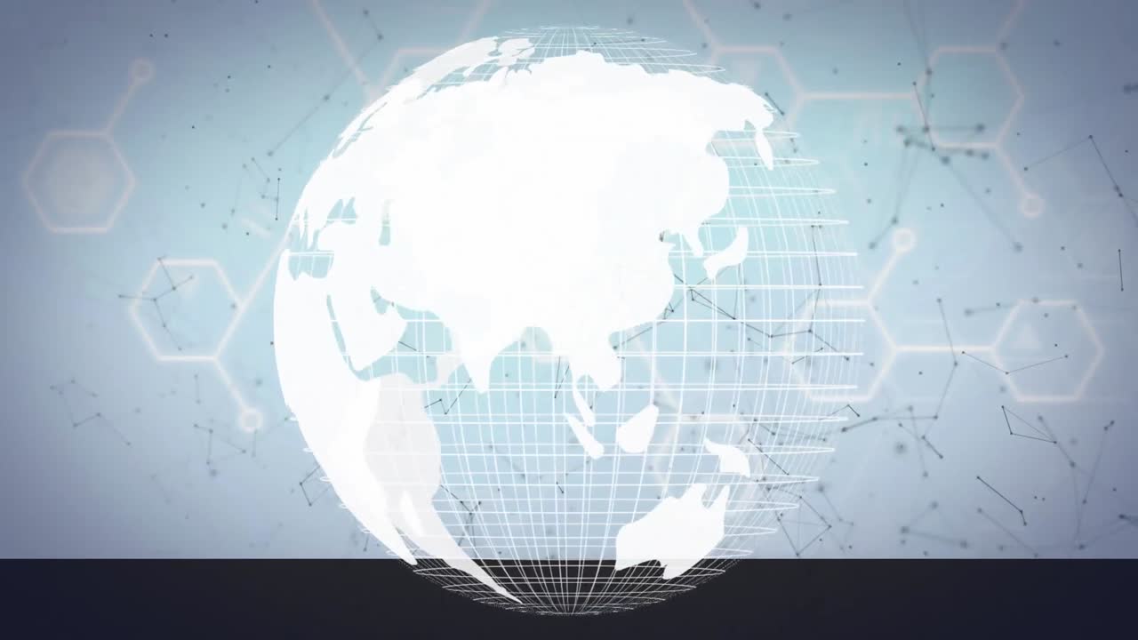 지구를 회전시키는 연결 네트워크의 애니메이션