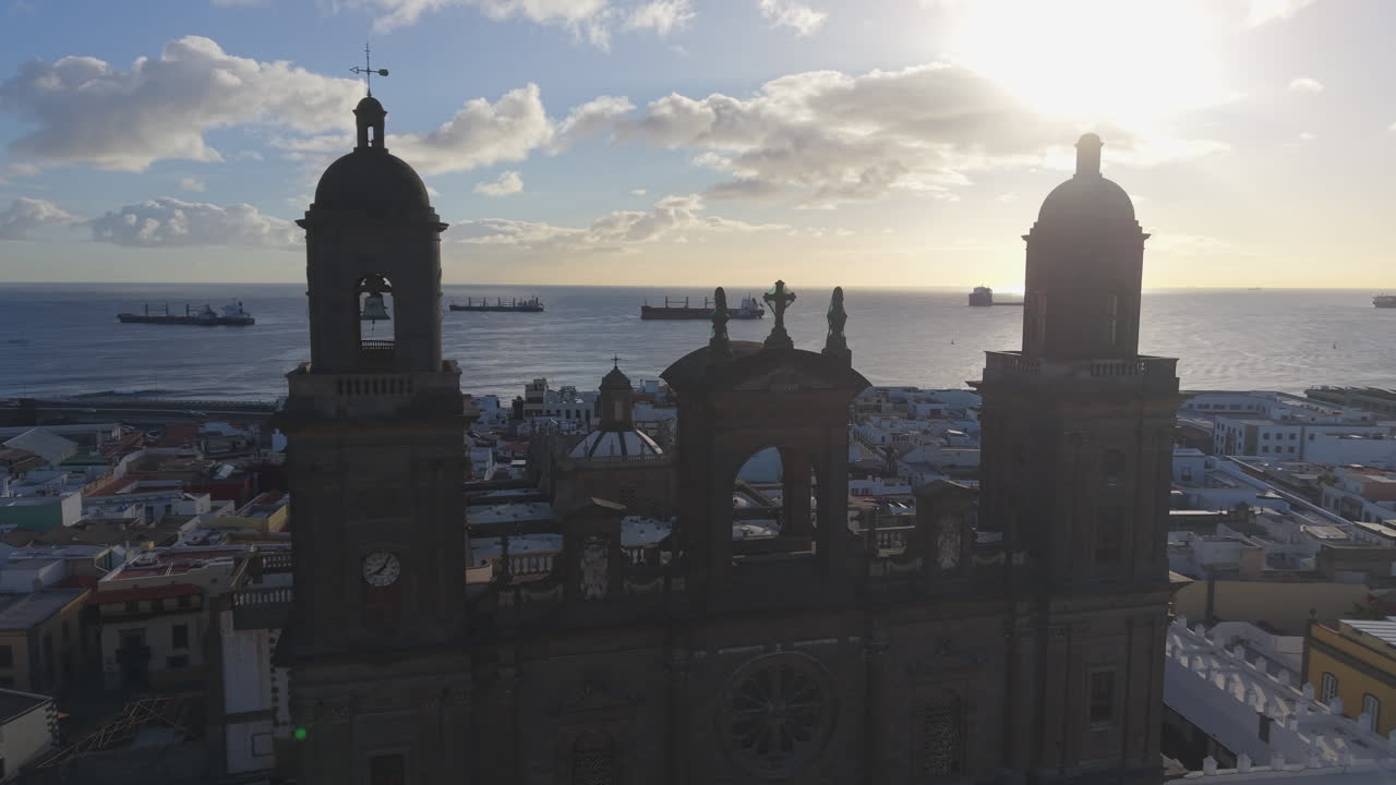 Colors of Dawn over Santa Ana Cathedral in Gran Canaria, Canary Islands