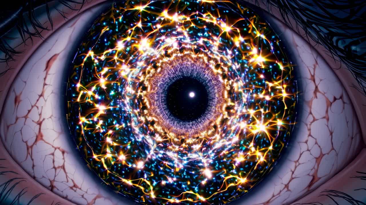 Occhio cosmico astratto con luci colorate