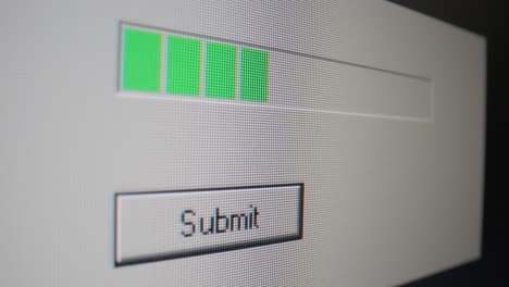 mouse cursor clicks on a submit button and a green loading bar appears