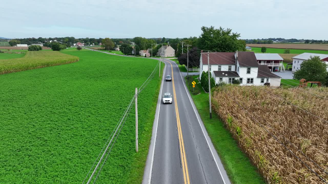 가을에 농촌 미국 시골을 가로질러 가는 길