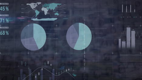 Animación-Del-Procesamiento-De-Datos-Financieros-Sobre-El-Paisaje-Urbano