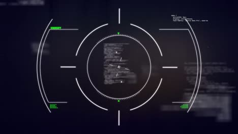 Animation of scope scanning over network of connections, data processing and light spot