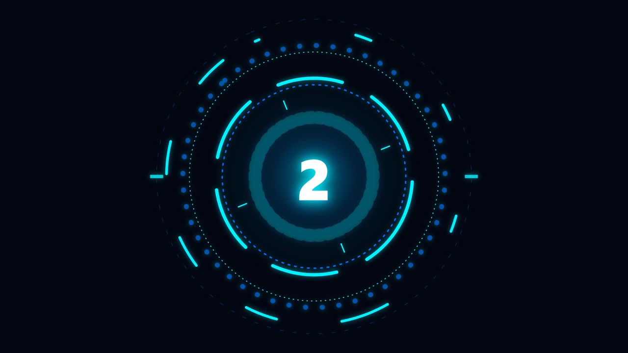 Digital Countdown Timer with Futuristic HUD Interface