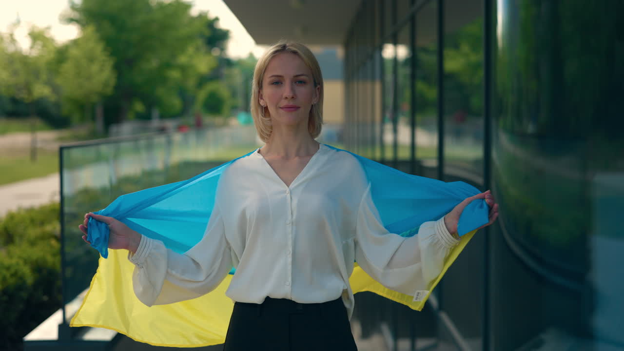 Woman in Ukraine Flag