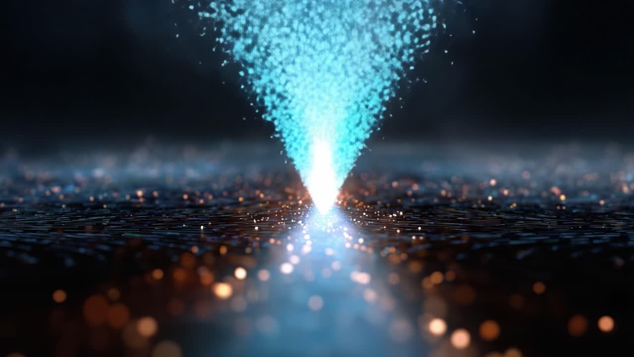 A mesmerizing burst of light and particles emanates from a central point, creating a stunning visual effect that captivates the viewer in a dynamic, cosmic atmosphere