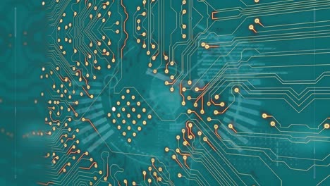 animación de la red de conexiones y el zócalo del procesador sobre fondo azul