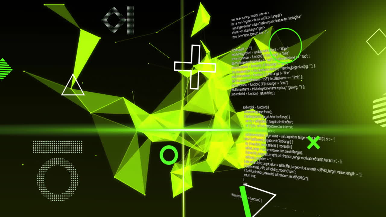 빛나는 노란색 3d 네트워크 및 스캐너 의 애니메이션 데이터 처리, 검은색