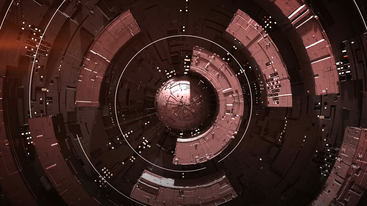 elementos de círculo técnico rotación rojo bucle sin costuras animación de renderizado 3d