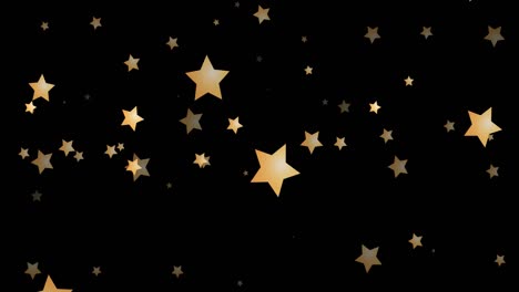 Animation-of-gold-christmas-stars-falling-on-black-background