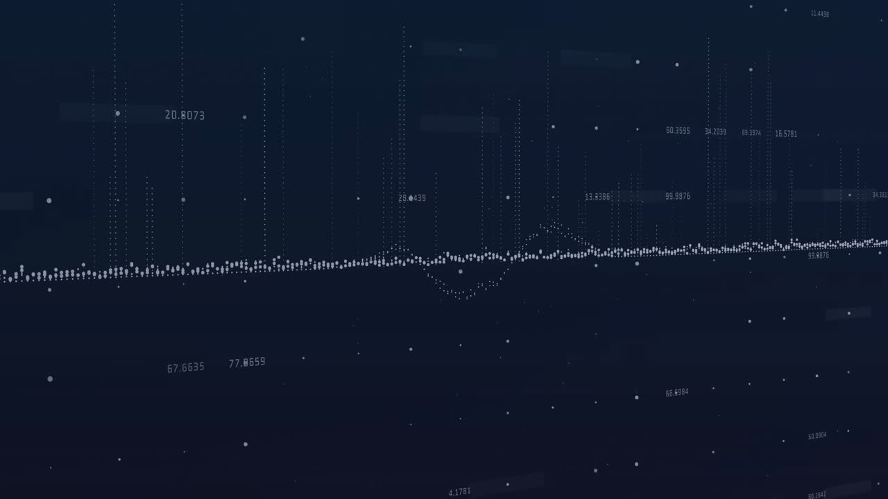 Animation of data processing on black background