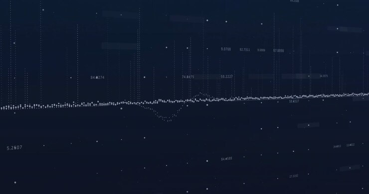 Animation of data processing on black background