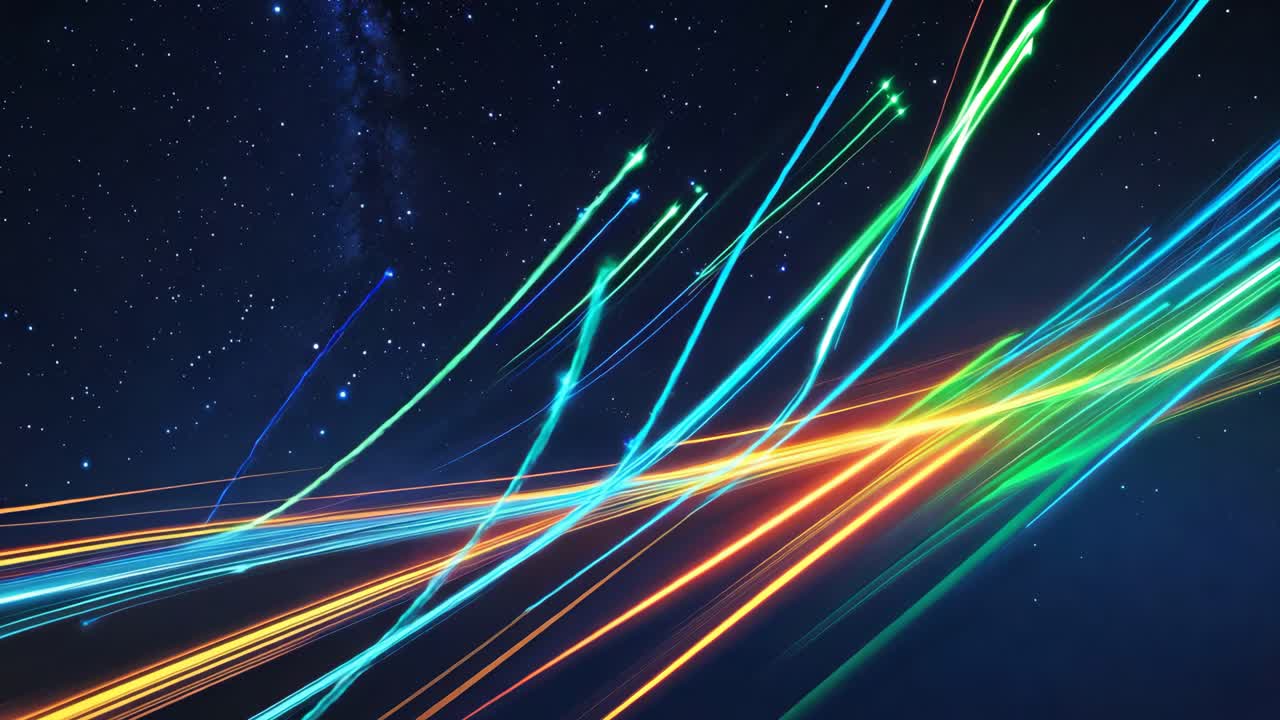 우주에서의 추상적인 빛의 흔적