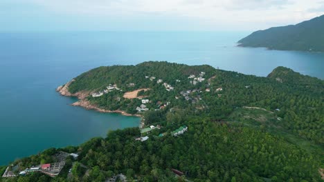 aerial ko pha ngan or koh phangan island in gulf of thailand , scenic coastline beach