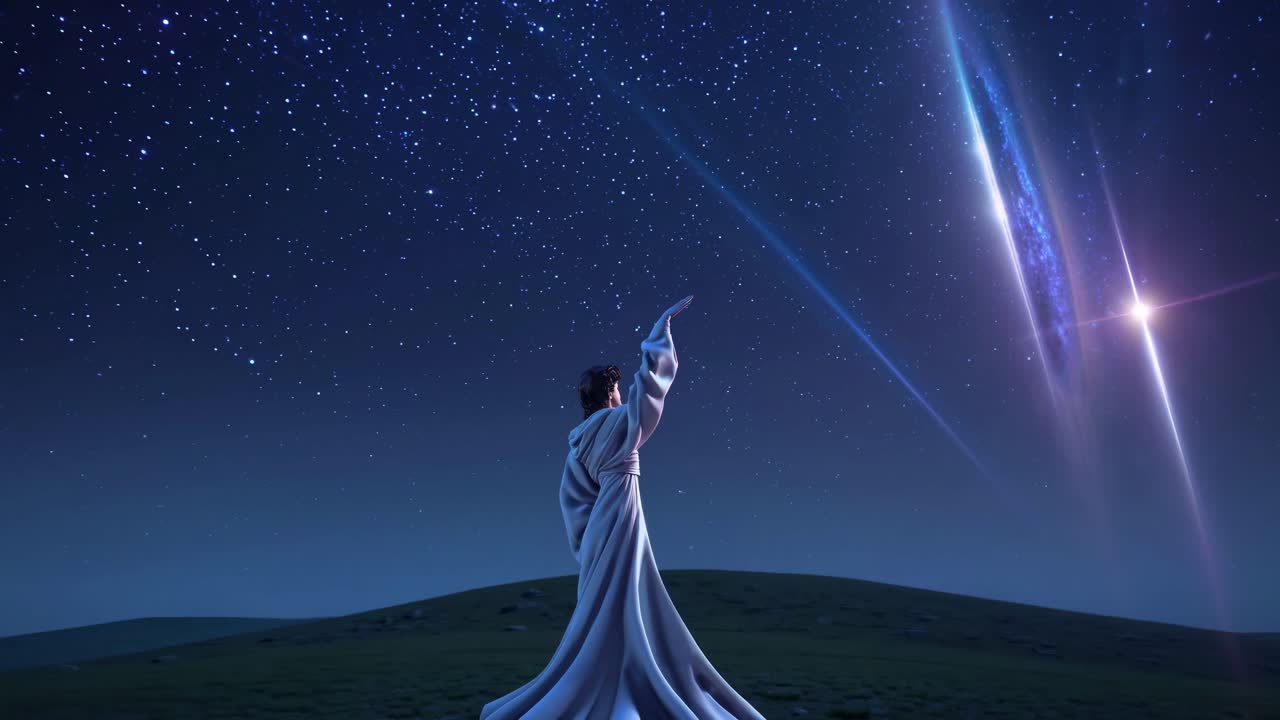Woman Contemplating the Night Sky