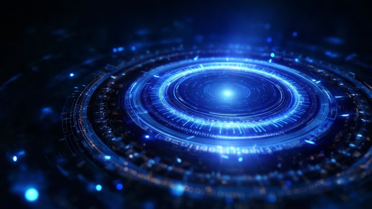 A Glowing Cosmic Vortex Illuminated by Vibrant Blue Light, Creating an Enigmatic and High-Tech Aesthetic That Captivates the Imagination and Invokes a Sense of Mystical Energy and Infinite Possibilities