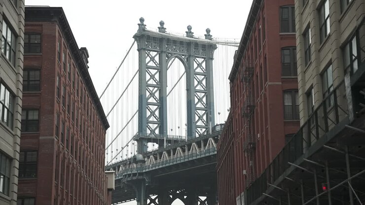 Manhattan Bridge From DUMBO Brooklyn, NY 4k 24p
