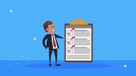 hombre de negocios elegante con un documento de lista de comprobación