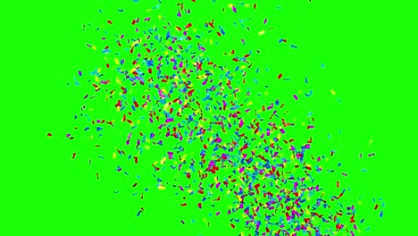 la explosión de la fiesta de confeti multicolor aislada en el fondo de la pantalla verde