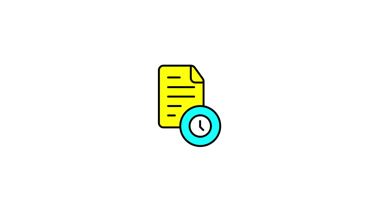 Animated Icon of Document with Time Symbol