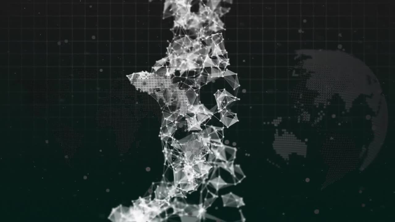 검은 바탕에 있는 dna, 지구와 점의 애니메이션