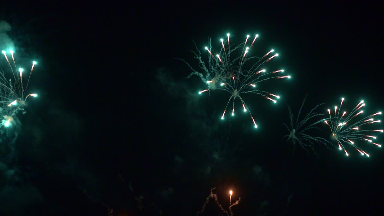 Beautiful colourful fire work display at night for celebration in festival